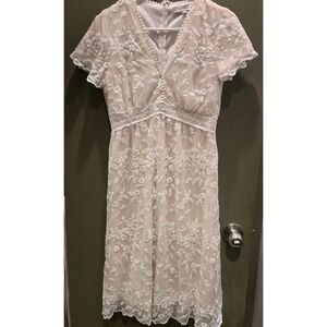 Baltic Born Cream Floral Lace Midi Dress